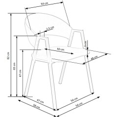 Scaun tapitat living/sufragerie Halmar K473, cadru metal,  stil modern, 54x58x82x47cm, catifea, gri