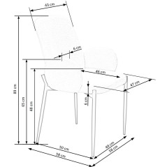 Scaun tapitat living/sufragerie Halmar K477, cadru metal,  stil scandinav, 58x58x89x48cm, stofa, crem