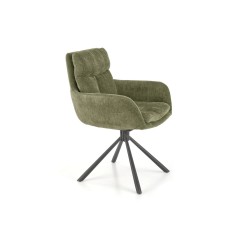 Scaun living/sufragerie Halmar K495, cadru lemn, rotativ 180 grade, stil modern, 60x65x87x51cm, textil, verde