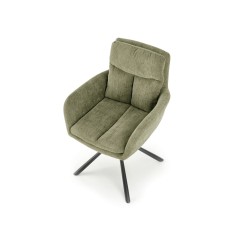 Scaun living/sufragerie Halmar K495, cadru lemn, rotativ 180 grade, stil modern, 60x65x87x51cm, textil, verde