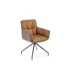 Scaun living Halmar K523, cadru metal, spatar matlasat, rotativ 360 grade, stil modern, 61x61x85x48cm, textil/piele, maro