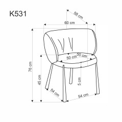 Scaun tapitat living/sufragerie Halmar K531, cadru metal,  stil modern, 60x58x76x45cm, catifea, bej