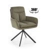 Scaun tapitat living Halmar K536, cadru metal, perna inclusa, rotativ 360 grade, stil modern, 62x68x85x52cm, stofa, verde