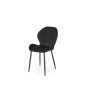 Scaun negru de living, stil modern, picioare antiderapante din metal, catifea, latime 48 cm