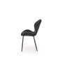 Scaun negru de living, stil modern, picioare antiderapante din metal, catifea, latime 48 cm