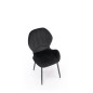 Scaun negru de living, stil modern, picioare antiderapante din metal, catifea, latime 48 cm