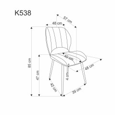 Scaun tapitat living/sufragerie Halmar K538, cadru metal,  stil modern, 48x57x85x47cm, catifea, negru