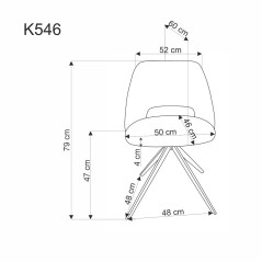 Scaun tapitat living/sufragerie Halmar K546, cadru metal, rotativ 180 grade, stil modern, 52x60x79x47cm, stofa, bej