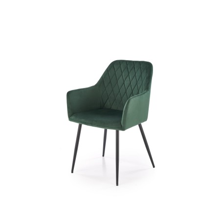 Scaun living/sufragerie Halmar K558, cadru metal,  stil clasic, 59x60x86x47cm, piele, verde