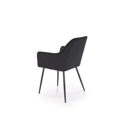 Scaun living/sufragerie Halmar K558, cadru metal,  stil clasic, 59x60x86x47cm, piele, negru