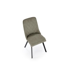 Scaun tapitat living/sufragerie Halmar K561, cadru metal, spatar matlasat, stil scandinav, 44x58x85x47cm, stofa, verde