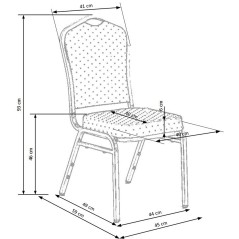 Scaun living/sufragerie Halmar K66S, cadru metal,  stil clasic, 45x48x93cm, rosu/auriu