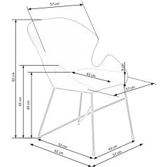 Scaun tapitat living/sufragerie Halmar K458, cadru metal,  stil modern, 57x62x82x49cm, catifea, gri