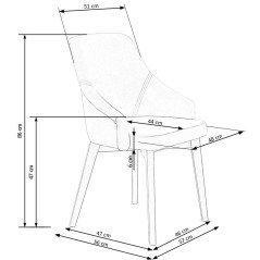 Scaun tapitat living/sufragerie Halmar Toledo 2, cadru lemn, stil clasic, 57x56x86x47cm, catifea, albastru