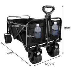 Carucior de gradina, pliabil, roti pivotante, maner, maxim 100 kg, capacitate 97 litri, 94x60.5x70 cm