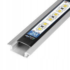 Profil aluminiu pentru benzi LED, latime 12 mm, lungime 2 metri, argintiu