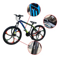 Bicicleta Mountain Bike 26 inch, cadru otel, frane pe disc, 21 viteze Shimano, albastru-galben, Tornado Phoenix, RESIGILAT