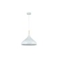 Lustra tip pendul, model Milko, otel si lemn, abajur 32 x 25 cm, lungime 1 m, alba