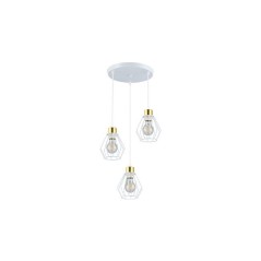 Lustra suspendata LED Otto, 3 pendule, diametru baza 29 cm, 35W, E27, IP20, alb/auriu