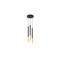 Lustra cu 3 pendule, design tubular, baza 18x 2.5 cm, 35W, G9, negru mat, auriu