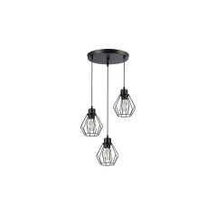 Lustra suspendata LED Otto, 3 pendule, diametru baza 29 cm, 35W, E27, IP20, negru