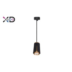 Lustra suspendata LED, 1 pendul, diametru baza 60x2,5 cm, 35W, GU10, IP20, negru/auriu