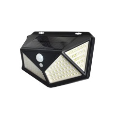 Lampa solara LED de perete, autonomie 6-8h, hibrid, IP44, 6500K, 300lm, 10W, negru