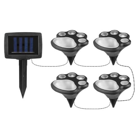 Set lampi solare LED, autonomie 6-8h, IP44, 6500K, 20lm, 0,24W, set, 4 surse, negru