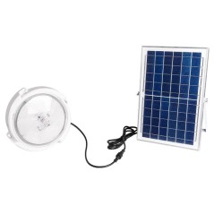 Proiector solar LED gradina, autonomie 14h, telecomanda, 5000K, 2800lm, 120W, 120 surse, alb