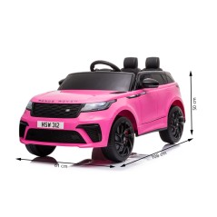 Masinuta electrica Range Rover Velar, MP3, USB, suspensie, pornire lenta, maxim 30 kg, roti spuma EVA, 108x61x50 cm, roz