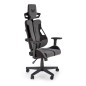 Scaun gaming, reglabil, rotativ, 130-137 cm, cotiere reglabile, mecanism balansare, blocare, textil, gri/negru