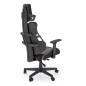 Scaun gaming, reglabil, rotativ, 130-137 cm, cotiere reglabile, mecanism balansare, blocare, textil, gri/negru