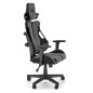 Scaun gaming, reglabil, rotativ, 130-137 cm, cotiere reglabile, mecanism balansare, blocare, textil, gri/negru