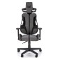 Scaun gaming, reglabil, rotativ, 130-137 cm, cotiere reglabile, mecanism balansare, blocare, textil, gri/negru