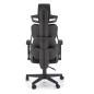 Scaun gaming, reglabil, rotativ, 130-137 cm, cotiere reglabile, mecanism balansare, blocare, textil, gri/negru