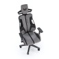 Scaun gaming, reglabil, rotativ, 130-137 cm, cotiere reglabile, mecanism balansare, blocare, textil, gri/negru