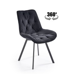 Scaun rotativ Ralph, catifea eleganta neagra, stil modern, 54x63x86x47 cm