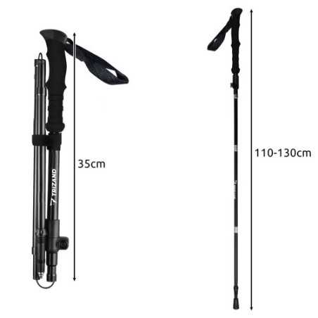 Set trekking, 2 bete pliabile telescopice 110-130 cm, 3 capete interschimbabile pentru asfalt, noroi, zapada