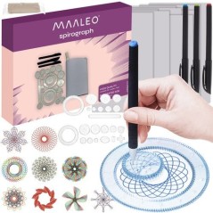 Set desen, spirale pentru desen geometric, 22 sabloane, 3 pixuri cu pasla