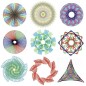 Set desen, spirale pentru desen geometric, 22 sabloane, 3 pixuri cu pasla