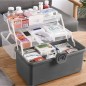 Organizator pentru medicamente, 2 nivele, capac transparent, maner transport, 32x22.5x19 cm