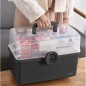 Organizator pentru medicamente, 2 nivele, capac transparent, maner transport, 32x22.5x19 cm