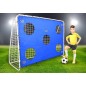 Poarta de fotbal cu 5 tinte pentru antrenament, 240x150x90 cm, profil 32 mm, otel, alb/albastru, RESIGILAT