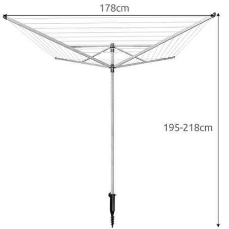 Uscator de rufe tip umbrela, inaltime reglabila 195-218 cm, 4 brate, 50 m sarma, incarcare maxima 40 kg