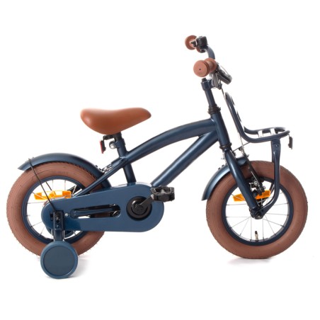 Bicicleta copii, Cool Boy, 12 inch, cadru otel, jante aluminiu, roti ajutatoare, reglabila pe inaltime, V-brake, bleumarin