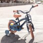 Bicicleta copii, Cool Boy, 12 inch, cadru otel, jante aluminiu, roti ajutatoare, reglabila pe inaltime, V-brake, bleumarin