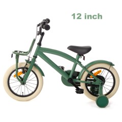 Bicicleta copii, 12 inch, roti ajutatoare detasabile, frane V-Brake, scaun si ghidon reglabile, verde