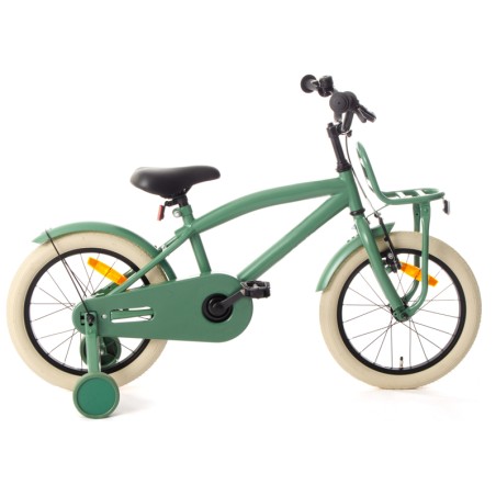 Bicicleta pentru copii, reglabila pe inaltime, roti 16 inch, V-brake, cadru otel, roti ajutatoare, far si stop