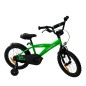 Bicicleta cu roti ajutatoare, 16 inch, V-Brake, scaun ajustabil, cadru otel, jante aluminiu, aparatoare lant/noroi, verde