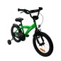 Bicicleta cu roti ajutatoare, 16 inch, V-Brake, scaun ajustabil, cadru otel, jante aluminiu, aparatoare lant/noroi, verde